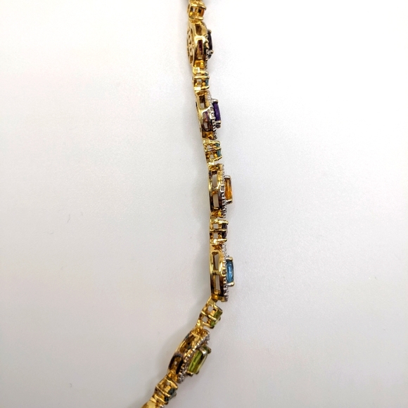 Multi-Gemstone Peridot, London Blue, Amethyst Tennis Bracelet - Picture 6 of 16